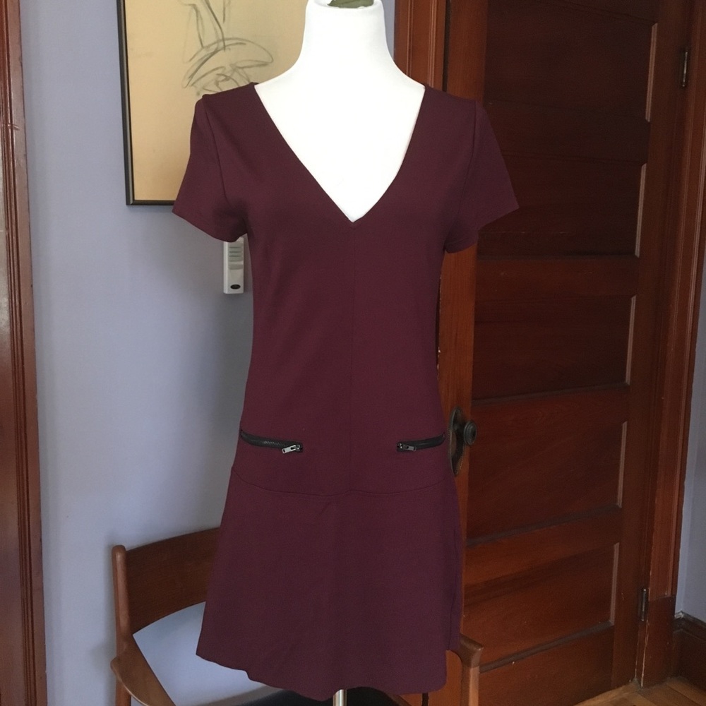 Sanctuary Knit Vneck Tunic Zippers Drop Waist SM